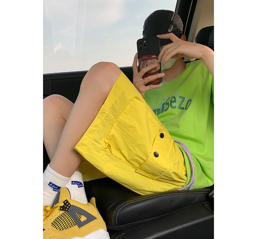Obikan - Effen cargoshorts met trekkoordtaille