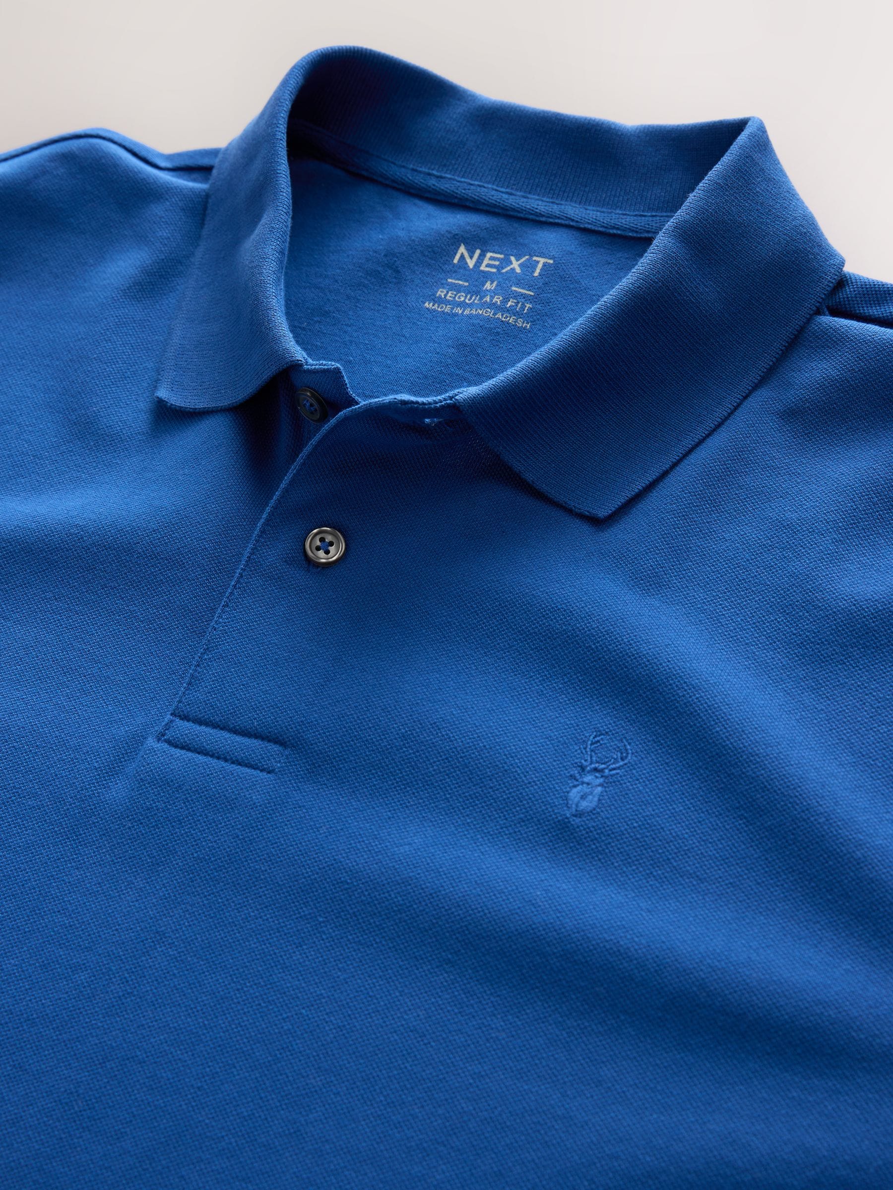 Donkerblauw - Normale Pasvorm - Long-Sleeve Pique Polo Shirt