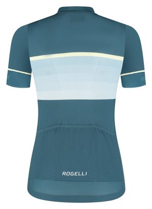 Maillot Manches Courtes Velo Rogelli Impress II Femme Bleu/Jaune