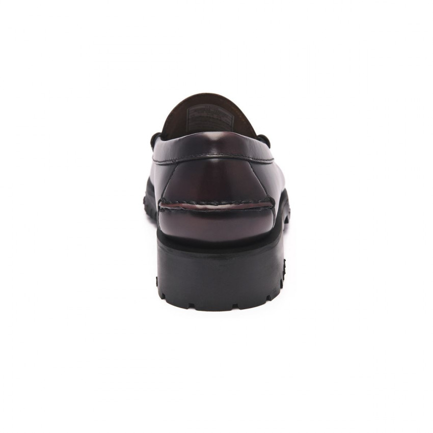 DAN LUG BROWN BURGUNDY MOCASSIN-Mocassin semelle crantée pour femme en cuir
