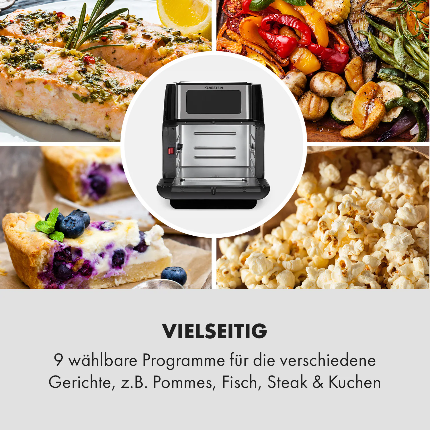 AeroVital Fry Heißluftfritteuse 1500W 10l Timer 9 Programme