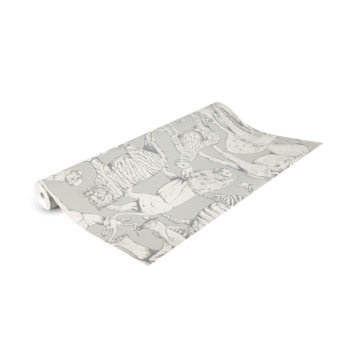 Vliesbehang Jungle dieren grijs (108567)