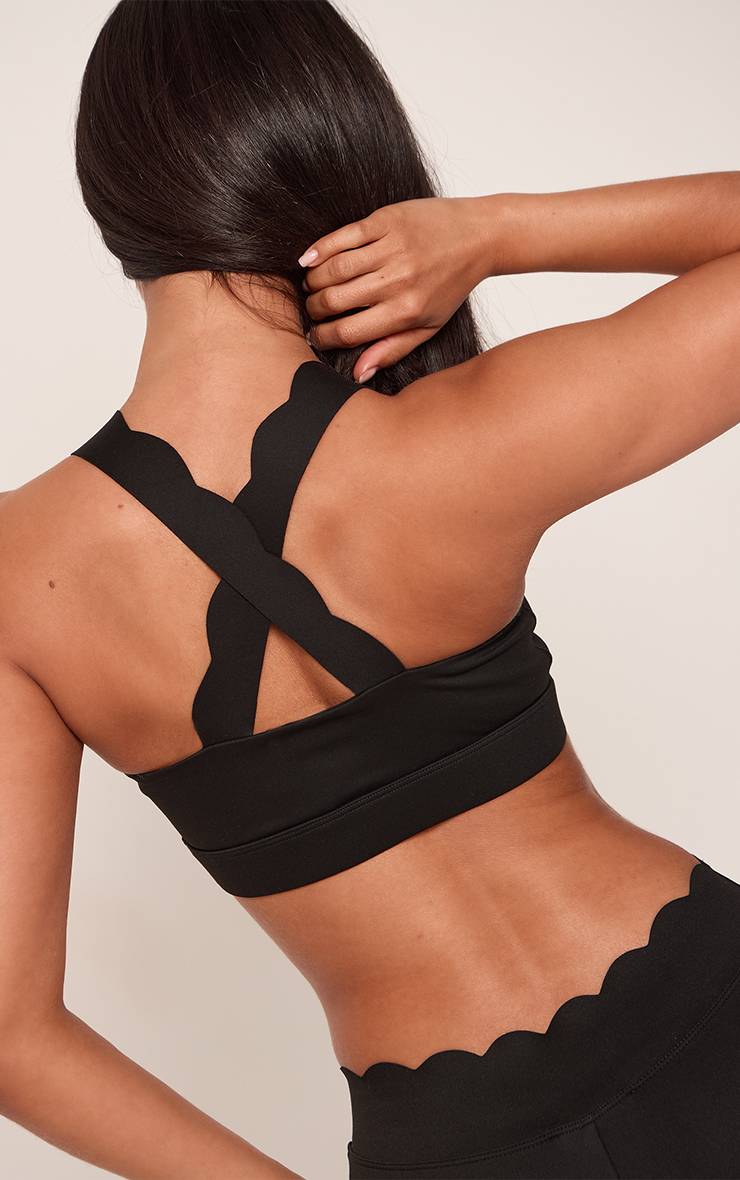 Noir Brassière De Sport Triangle À Bords Festonnés Sculpt Petite