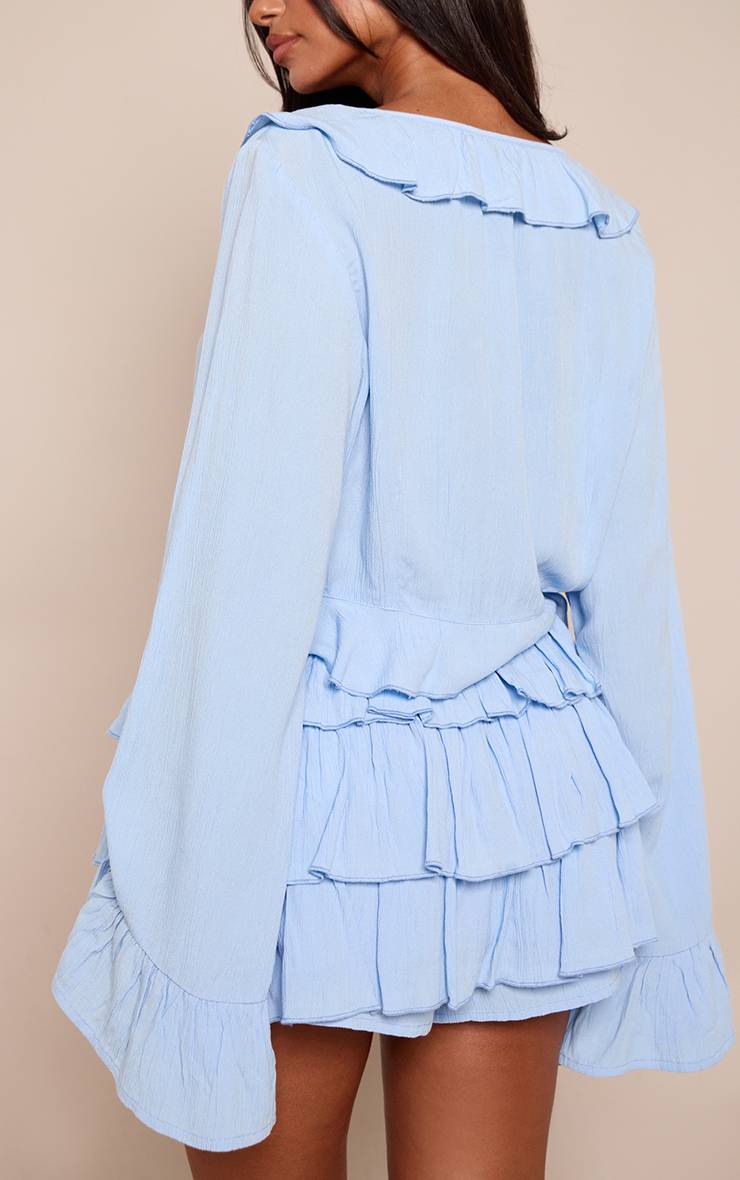 Bleu Layette Jupe-short Mini À Volants En Gaze De Coton Petite Ensemble Coordonné