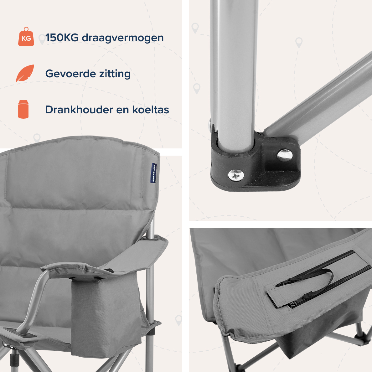 TRVLMORE XL vouwstoel met koelvak - Grey