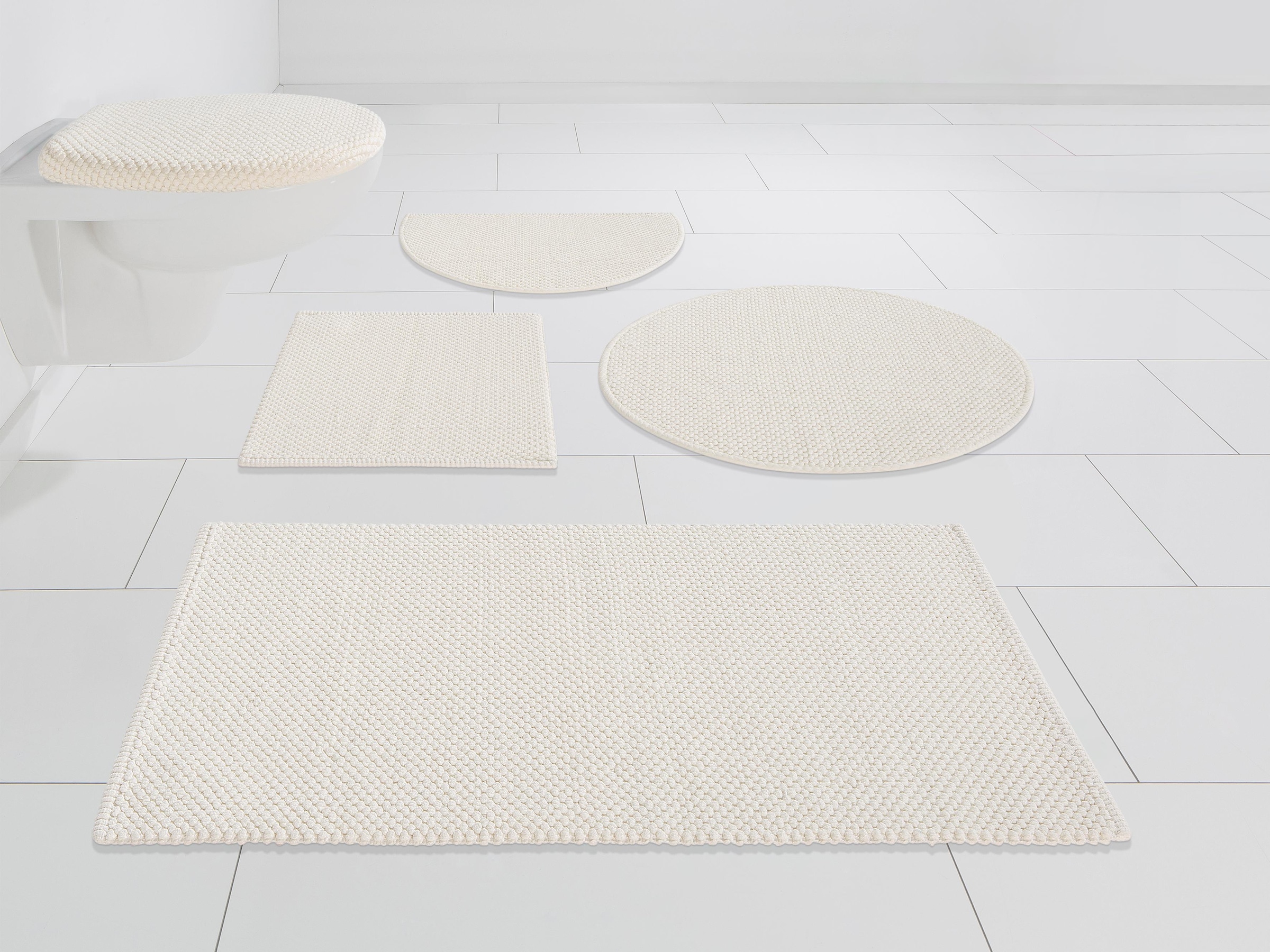 my home Badematte »Lovro, Badvorleger, Badezimmer Teppich« Höhe 10 mm beidseitig nutzbar | strapazierfähig Badteppich, beidseitig verwendbar, auch als 3-teiliges Set