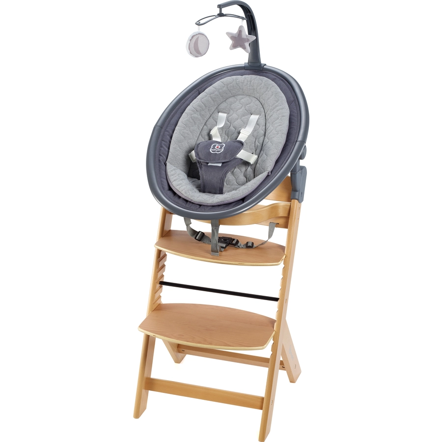 babyGO Hochhstuhl-Set Newborn Family Natur  Grey
