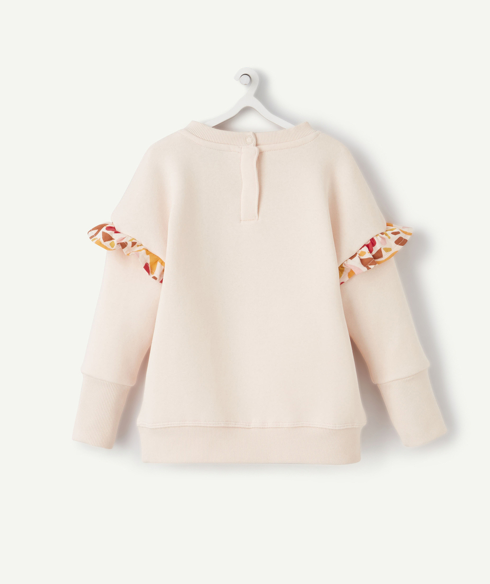 SWEAT ÉVOLUTIF FILLE ROSE EN FIBRES RECYCLÉES AVEC VOLANTS