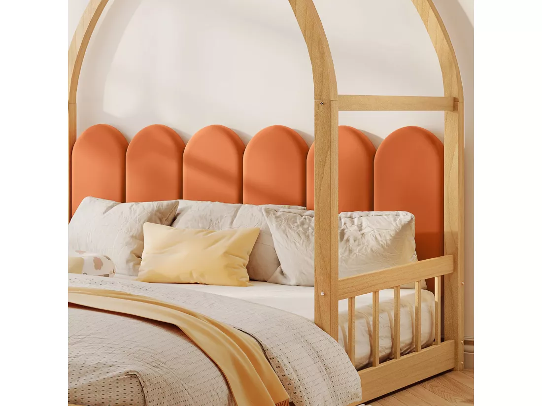 Lit gigogne 140 x 200 cm, lit enfant en bois de pin, sommier inclus - naturel
