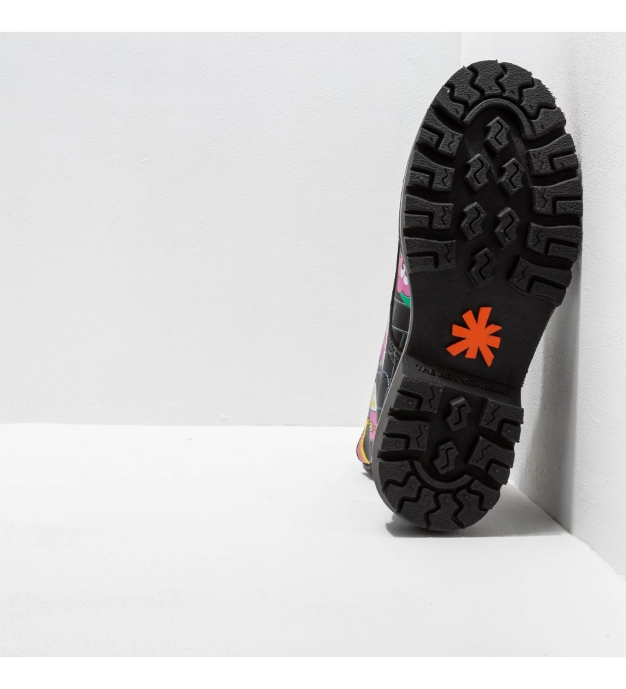 Botas de tornozelo de couro multicoloridas Art