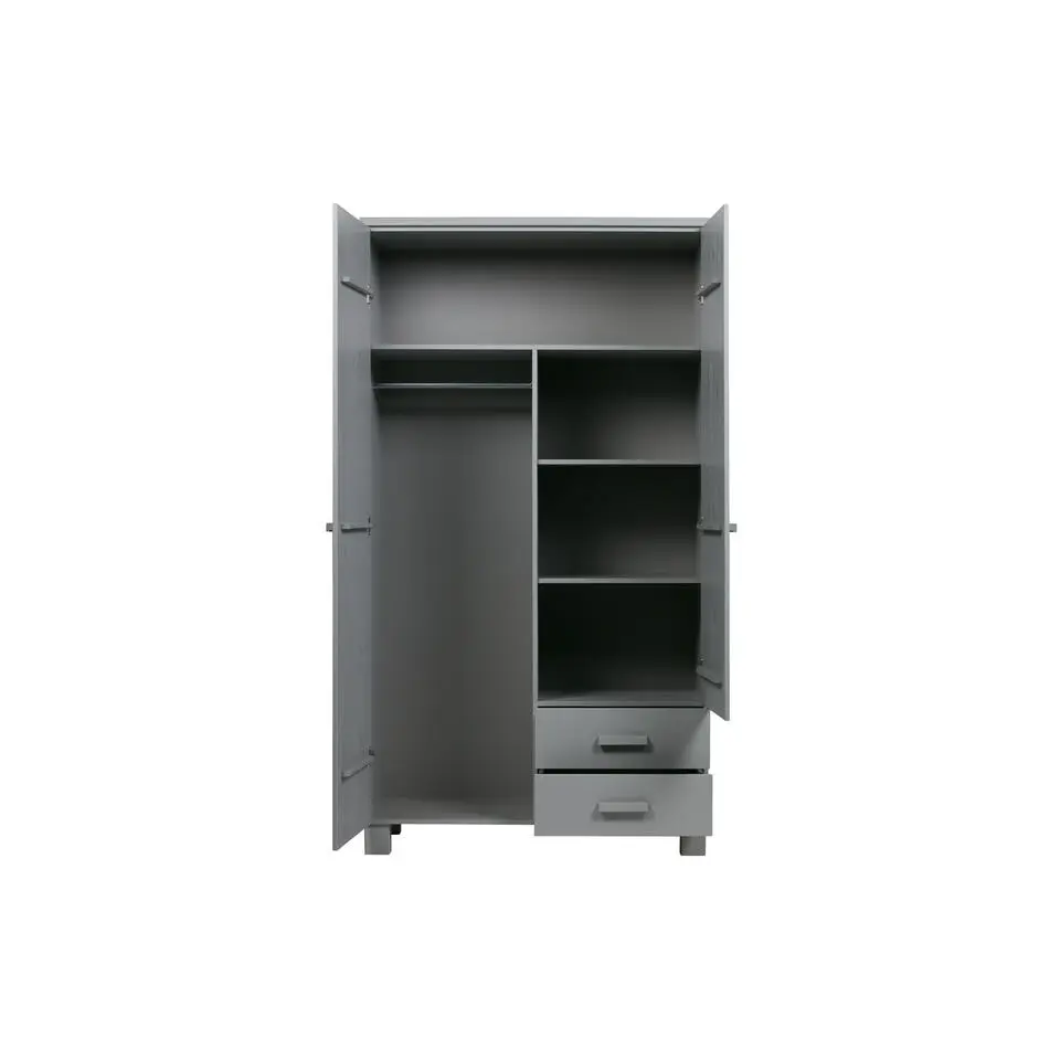 WOOOD Dennis Kast Met Laden - Grenen - Betongrijs - 202x111x55