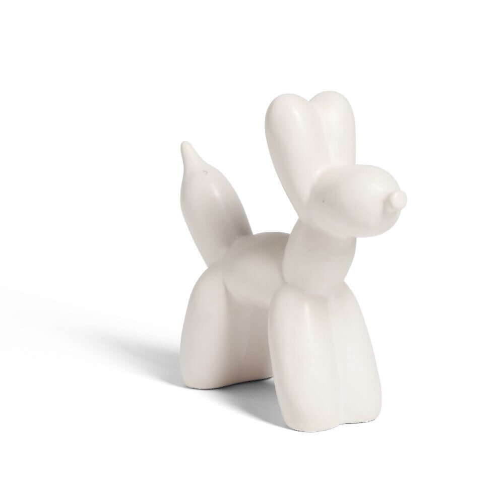Chien céramique à poser forme ballon sculpté H16,5cm noir ou blanc  - 2 modèles