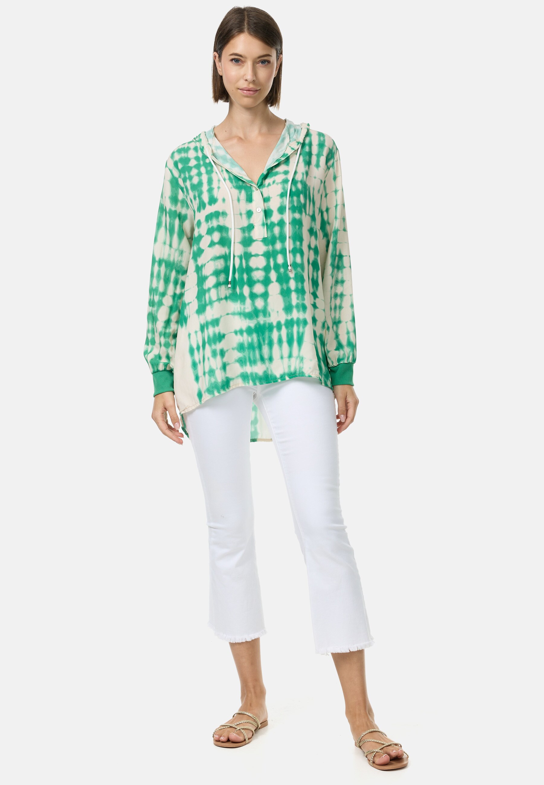 PM SELECTED Damen Freche Batik Hoodie Bluse mit Kapuze in Einheitsgröße PM63