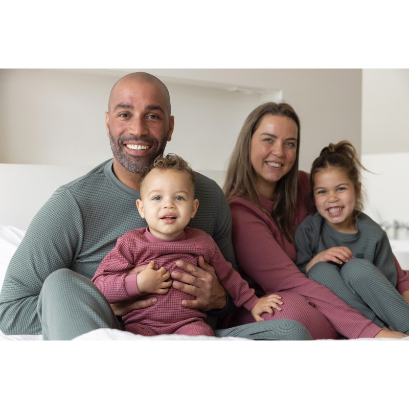Feetje pyjama volwassenen wafel Family Edition Zeegroen