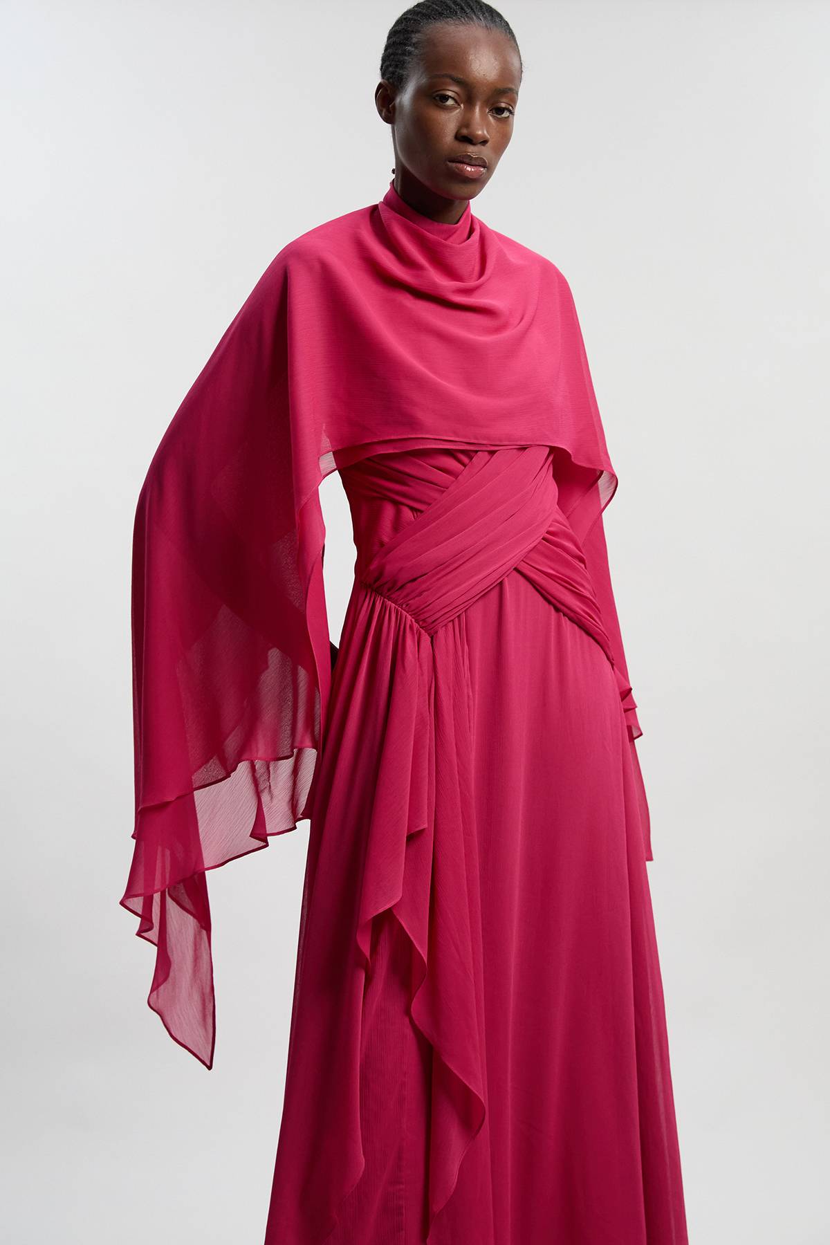 KarenMillen Robe Maxi En Georgette Tissée Froissée Avec Croisé Devant Petite
