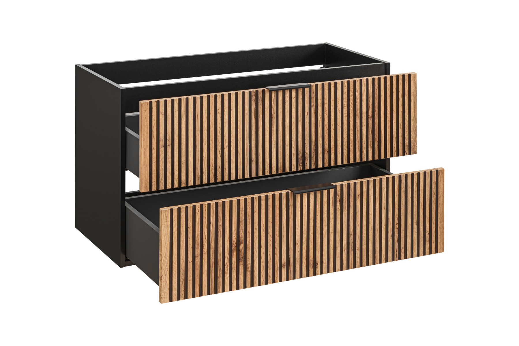 Comad Xilo Black Wotan FSC onderkast met ribbelfront 100cm zwart/eiken