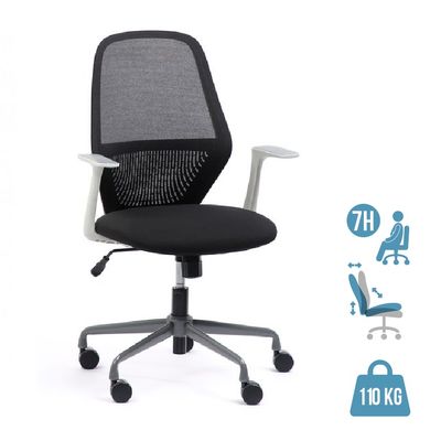 Fauteuil de bureau TIME - accoudoirs fixes gris clair - gris foncé