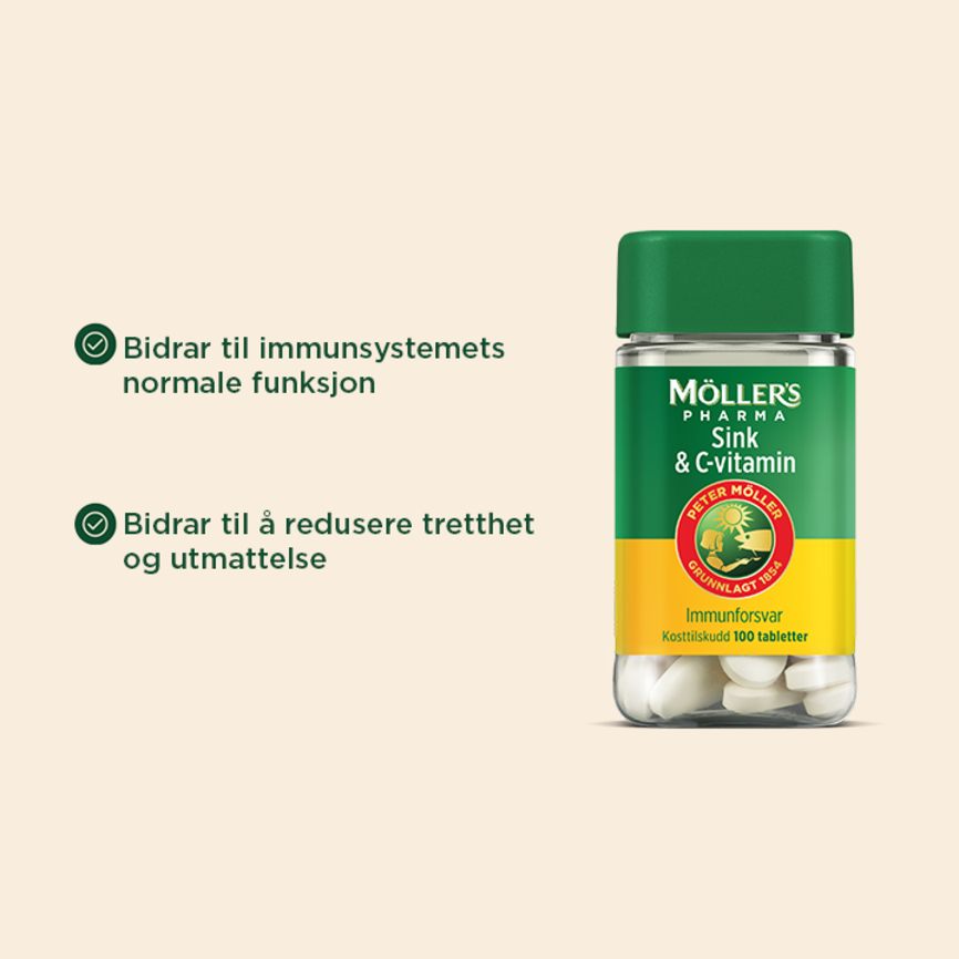 Møllers Pharma Sink & C-vitamin 100 tabletter