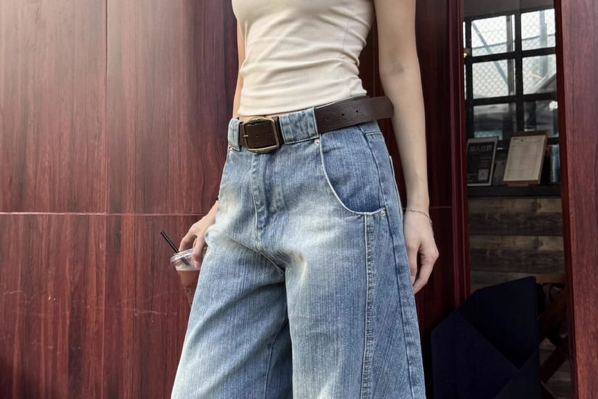 Rosesand - Low Rise Washed Loose-Fit Wijde Jeans