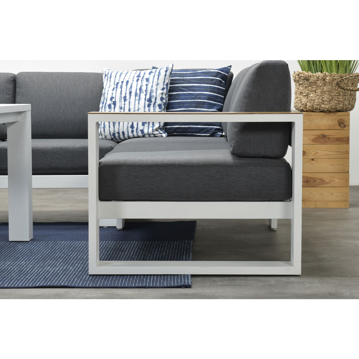 Garden Impressions Plaza wit teak look 3-delige hoek loungebank