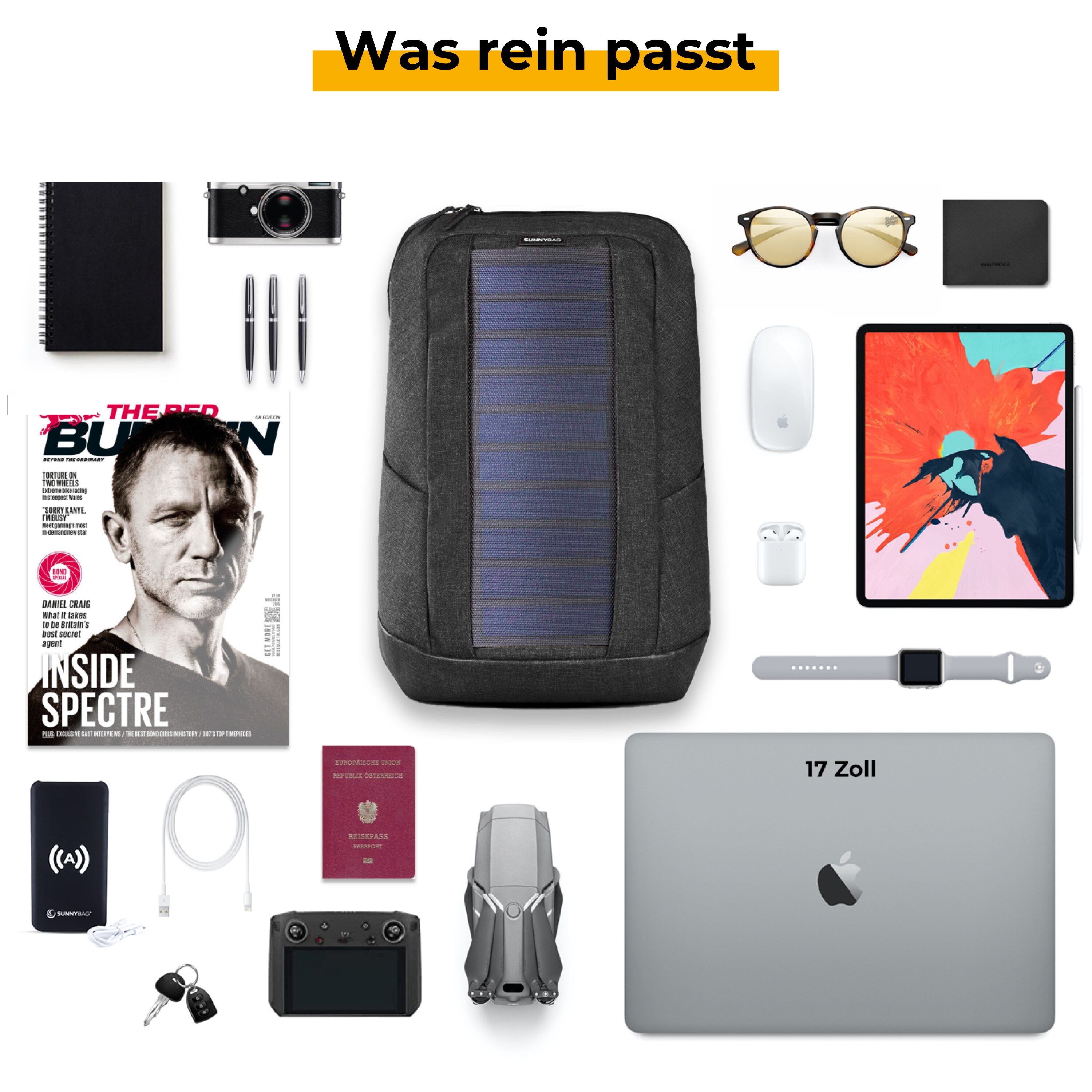 Sunnybag ICONIC Solar Backpack 7 Watt, graphite