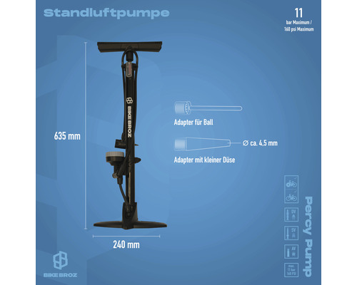 Bike Broz fiets vloerpomp Percy Pump