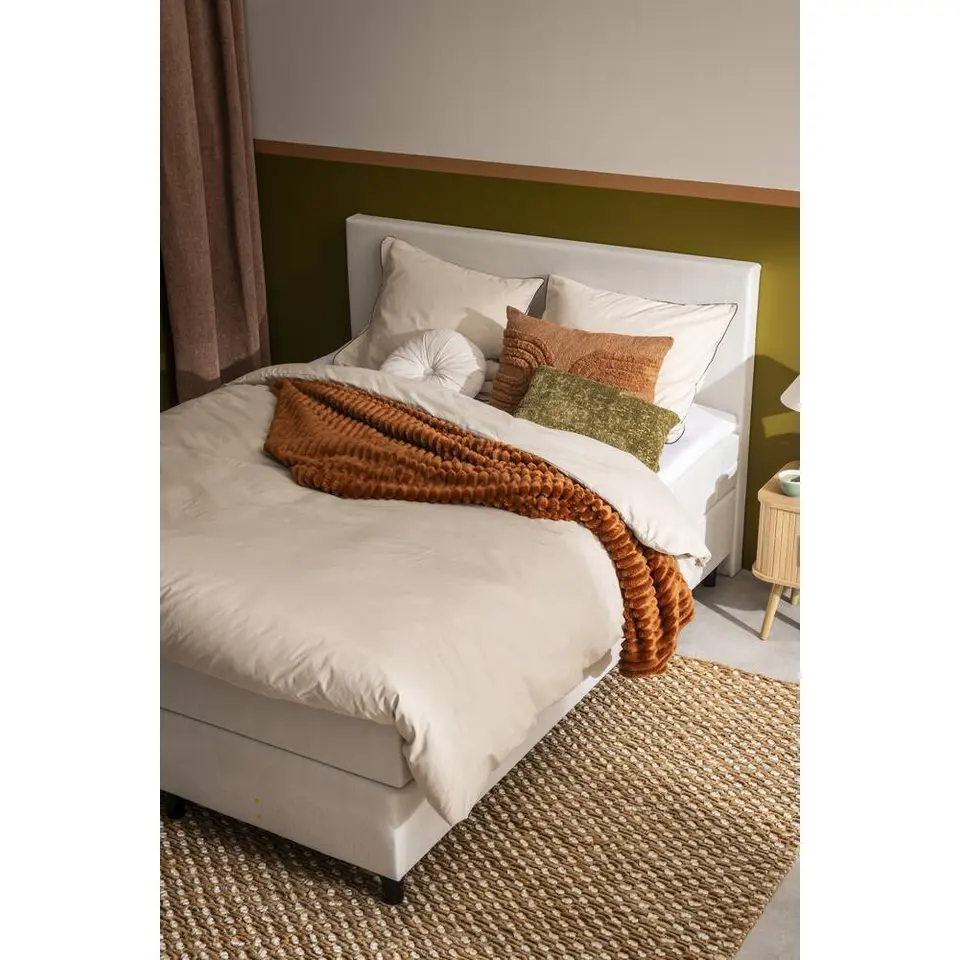 Boxspring Liv egaal - ecru - 120x200 cm - ronde poot