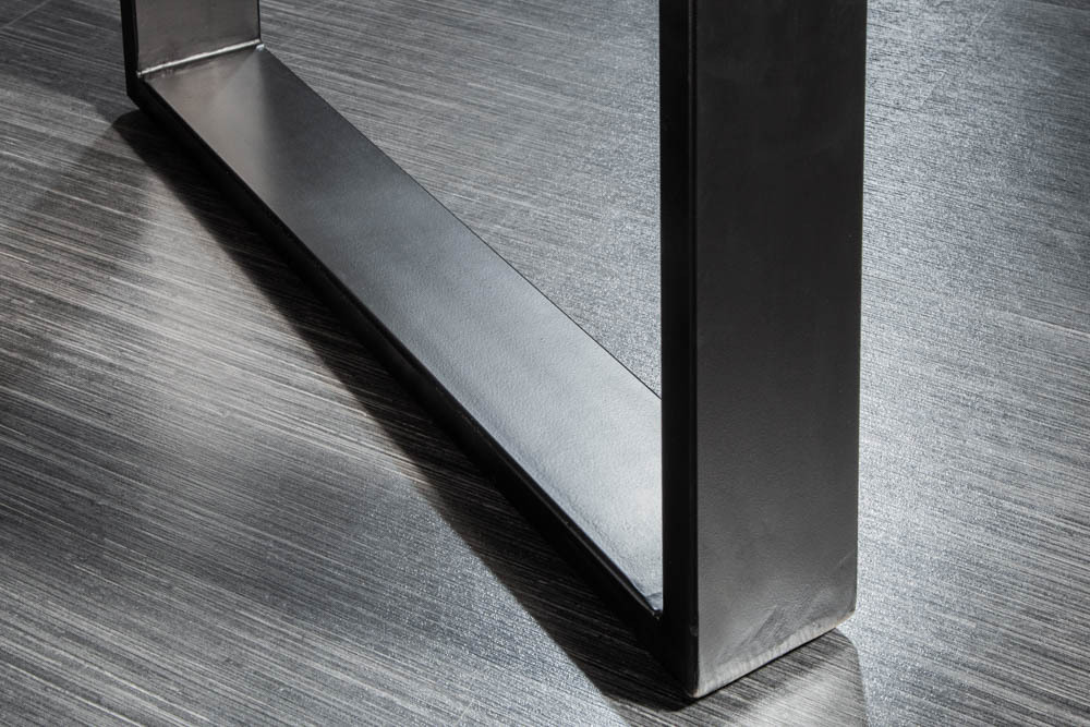 Massivholz Esstisch MAMMUT 160cm Wild-Akazie Industrial Design 2,6cm Tischplatte Baumkante