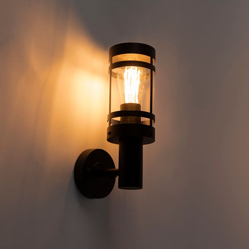 Moderne buitenwandlamp zwart IP44 - Gleam