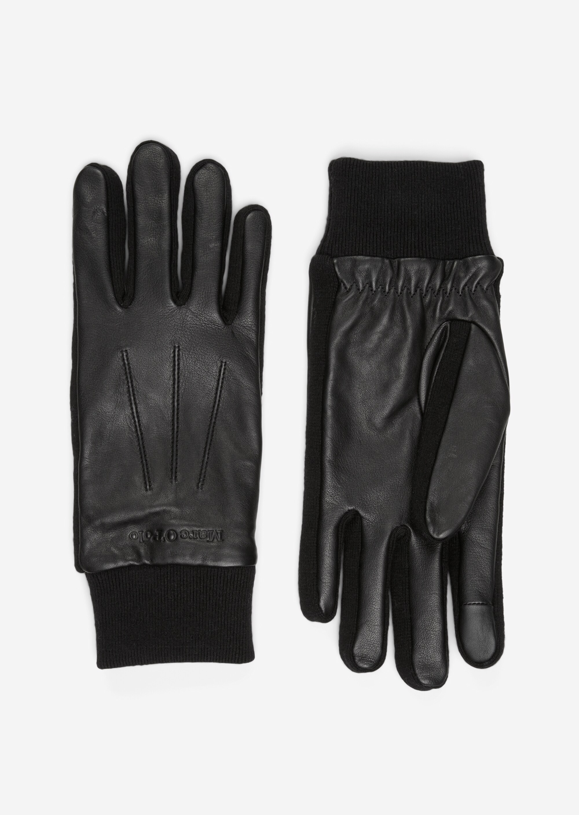 Lederhandschuhe mit seitlichen Strickeinsätzen