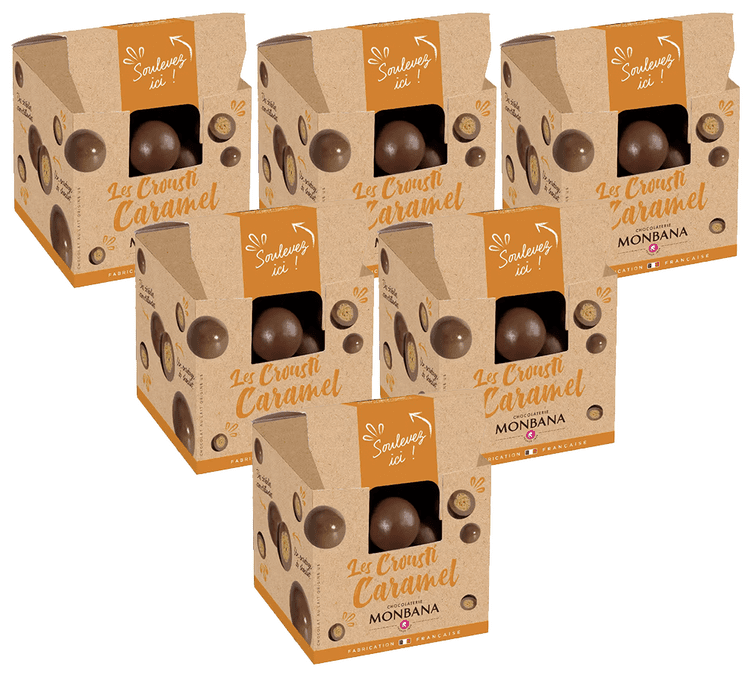 5x90g - Chocolat Napolitain - Crousti-Caramel - Boîte snacking - MONBANA