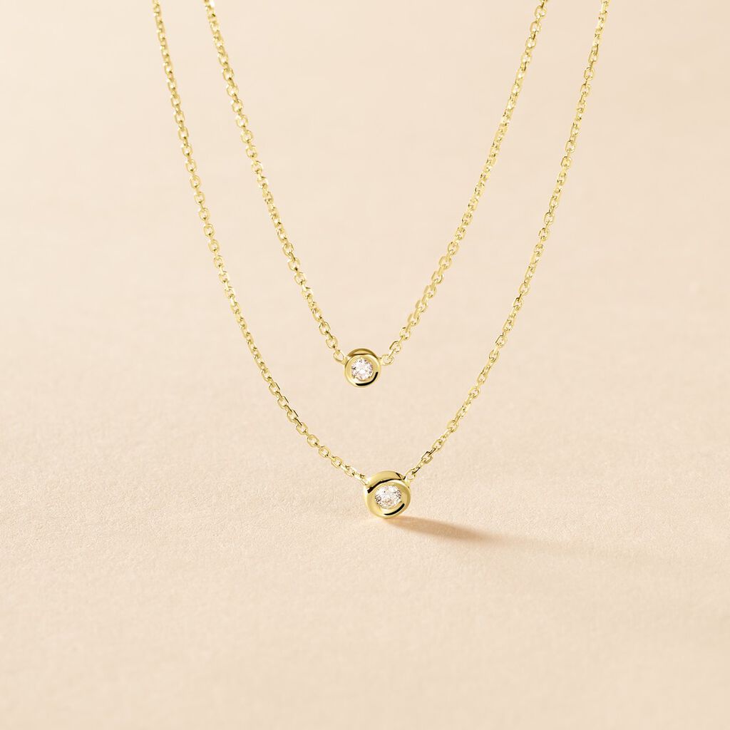 Collier Virguinia Or Jaune Oxyde De Zirconium