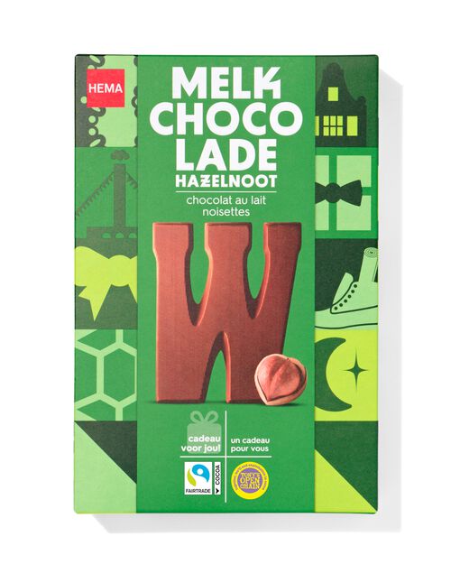 lettre W en chocolat aux noisettes 140g