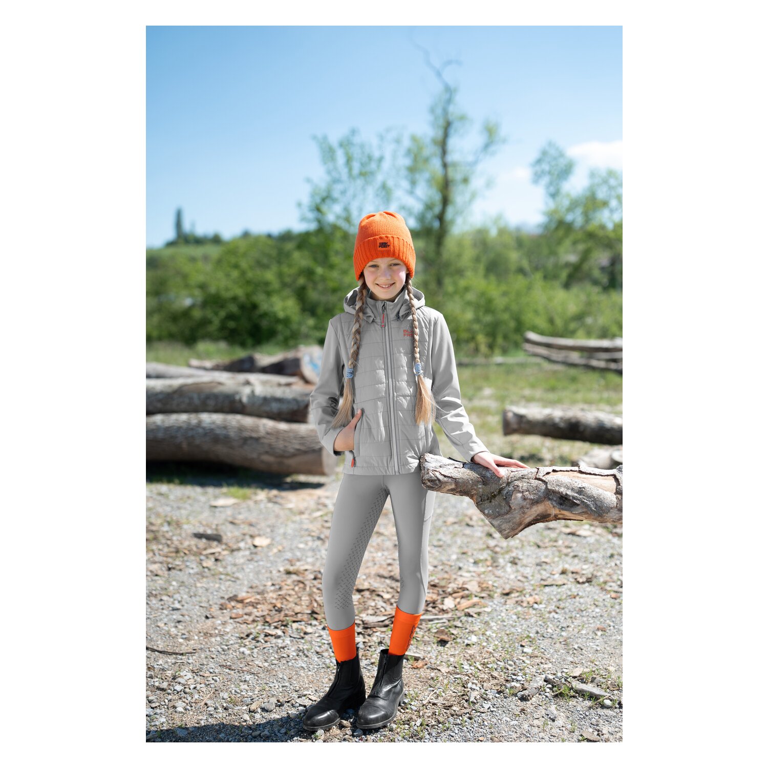 black forest kids Grip-Vollbesatz-Reitleggings  - steel grey