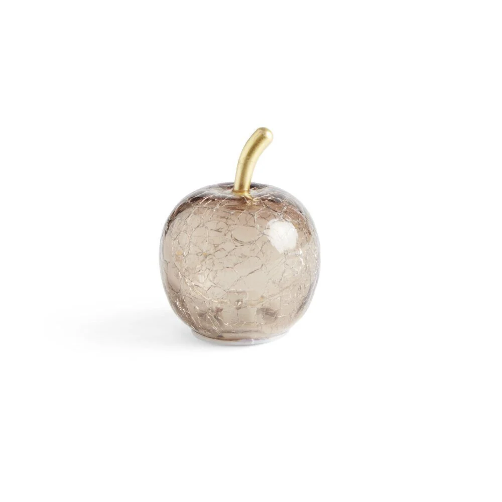 Décoration LED en verre pomme marron effet craquelé Ø7xH8cm