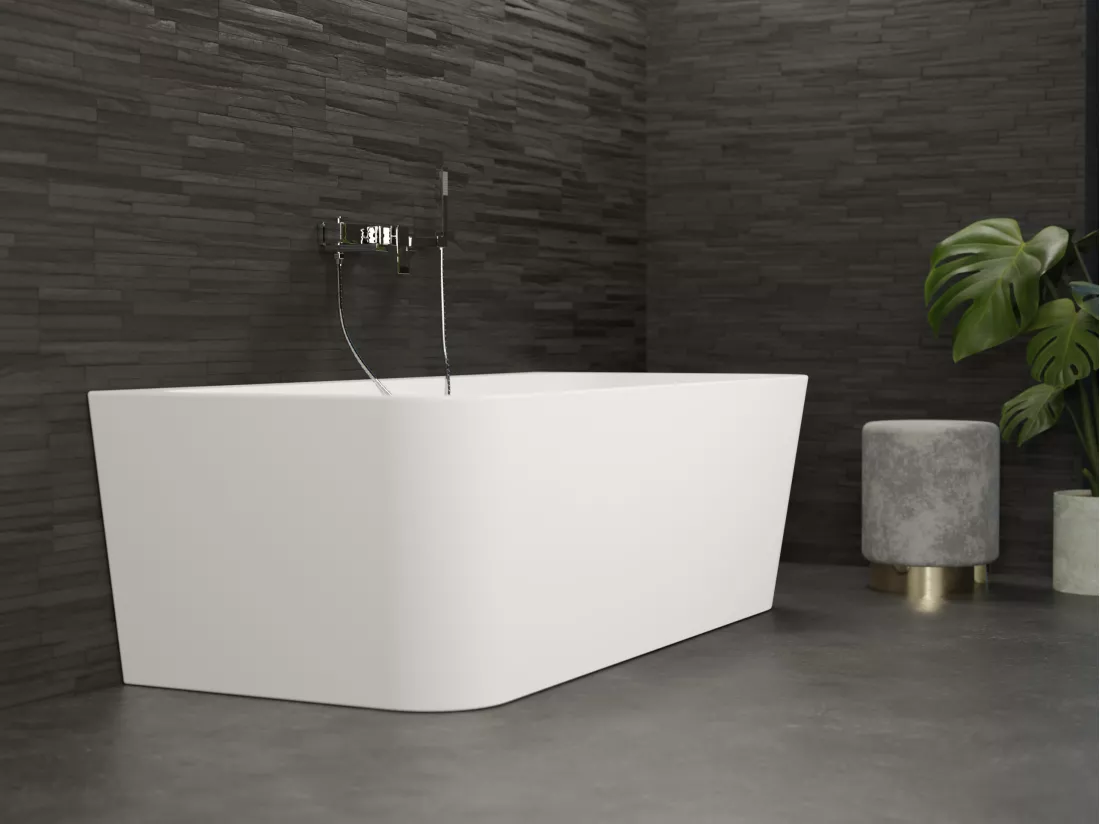 Baignoire semi-îlot Murale MINT Blanche 180, 180x81 cm, by Spalina