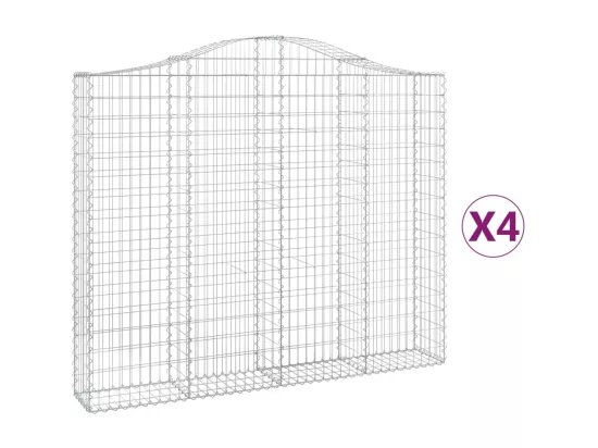 Paniers à gabions arqués 4 pcs 200x30x160-180 Fer galvanisé