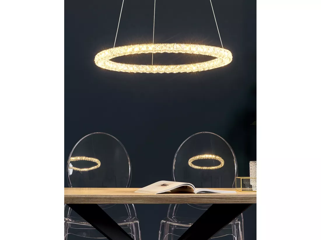 Lampe LED suspendue MAGAT Cristal Argenté