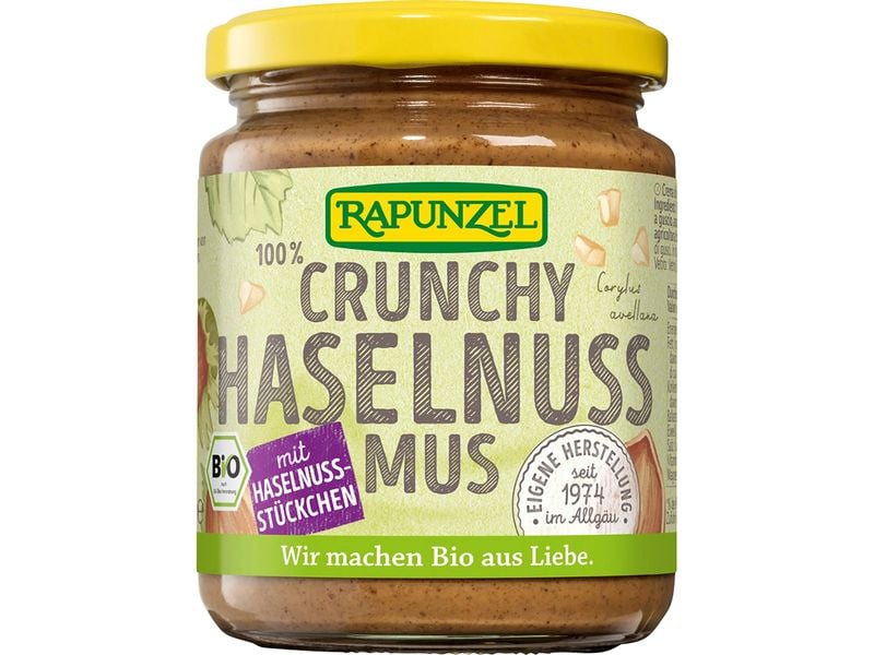 Rapunzel Brotaufstrich Crunchy Haselnussmus Glas 250g Bio-zertifizierter Brotaufstrich