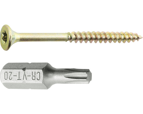 Universele verzonken schroef TX 4x50 mm geel verzinkt incl. bit 425 stuks