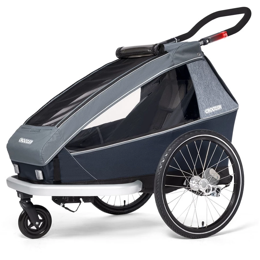 CROOZER Kinderfahrradanhänger  Kid Vaaya 1 Graphite blue inklusive Fußraumschutzwanne