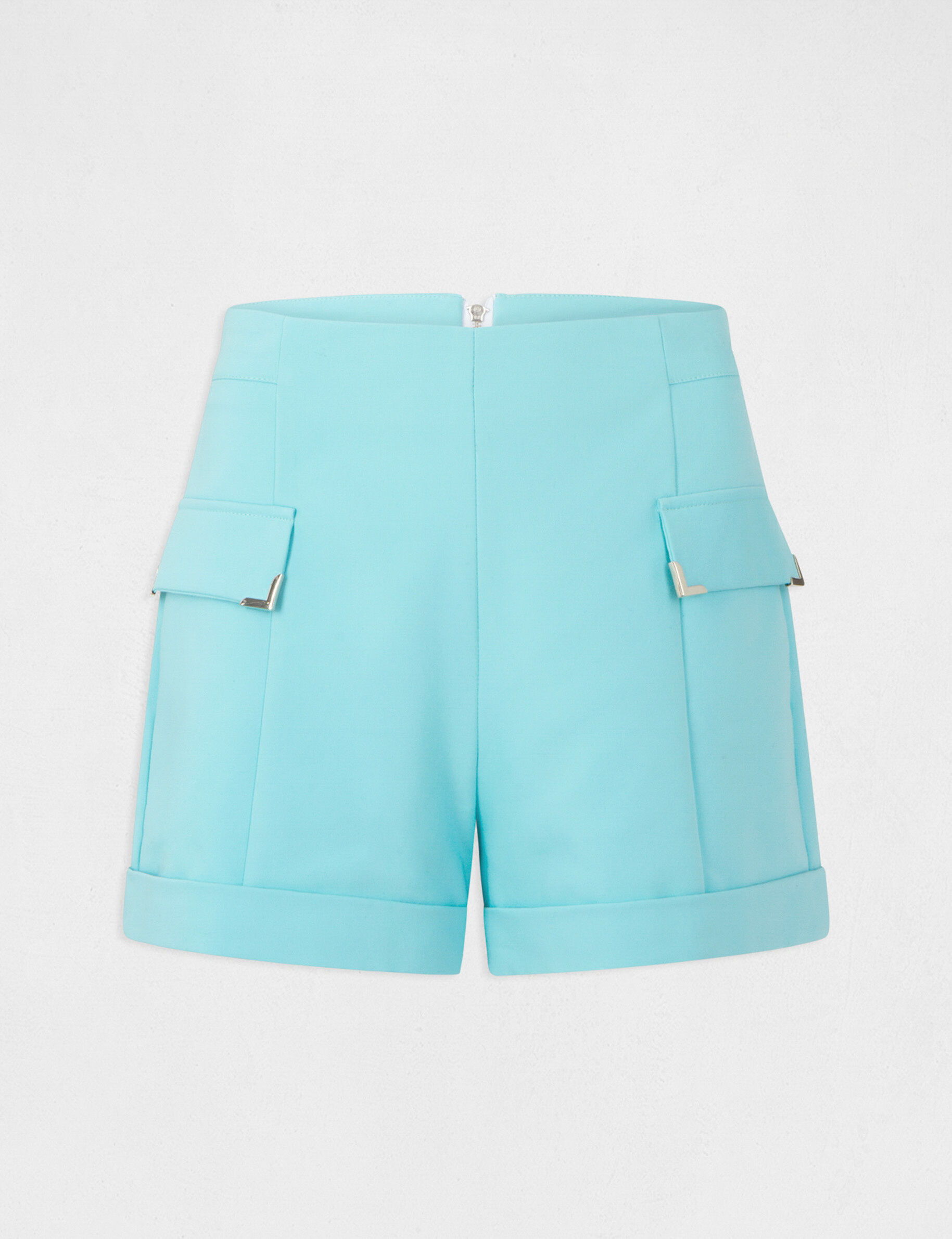 Short city droit ornements métalliques bleu clair femme - bleu_clair
