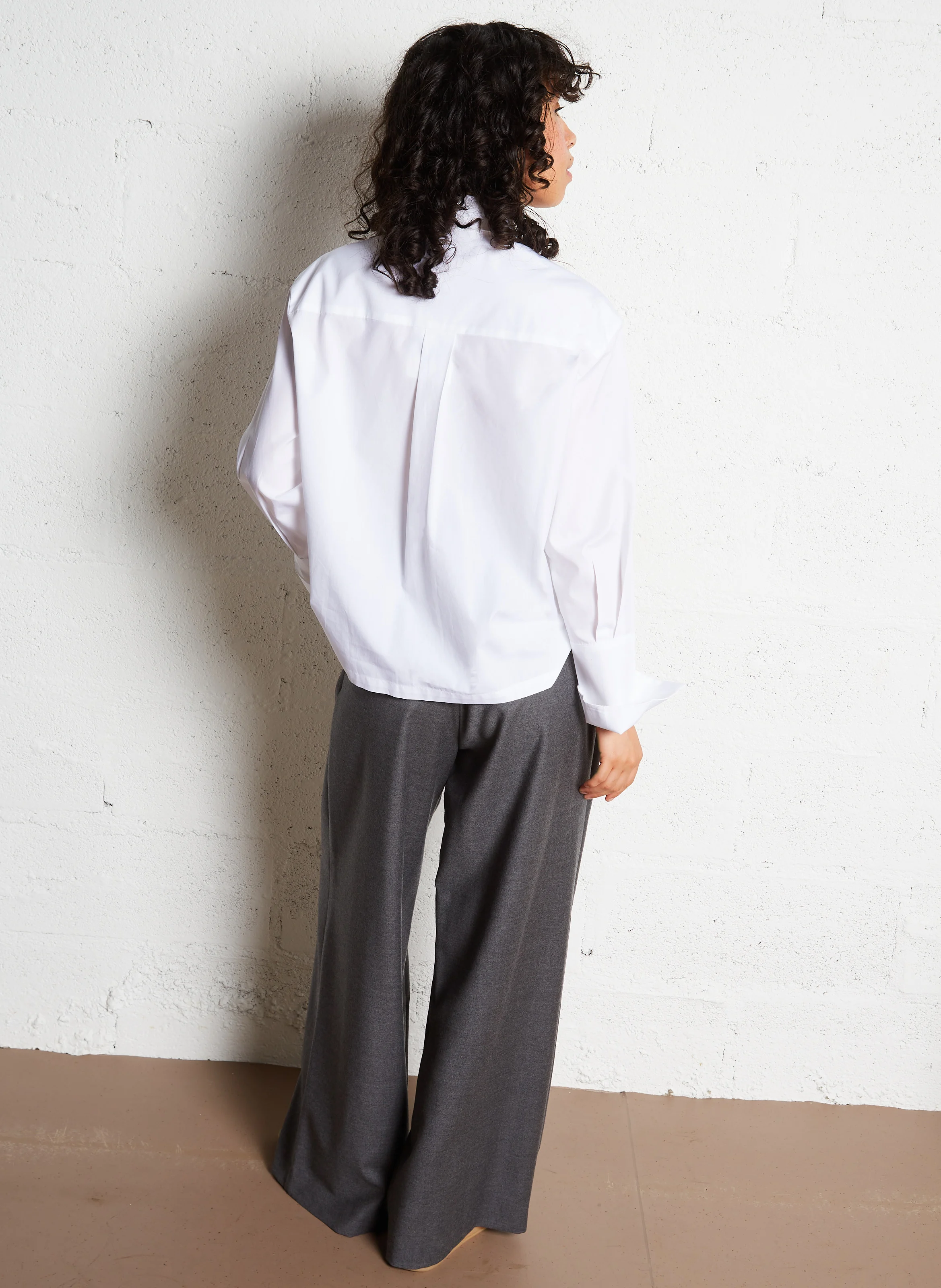 LOREDANA - Chemise col classique ample en coton | Blanc