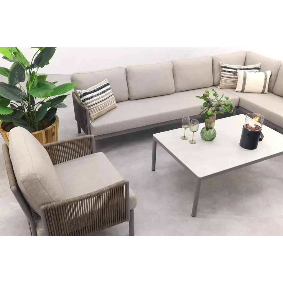 VDG Sierra hoek loungeset   loungestoel - Naturel/Grijs