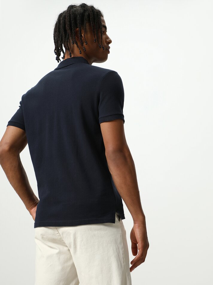 Camisa polo básica - Azul-marinho