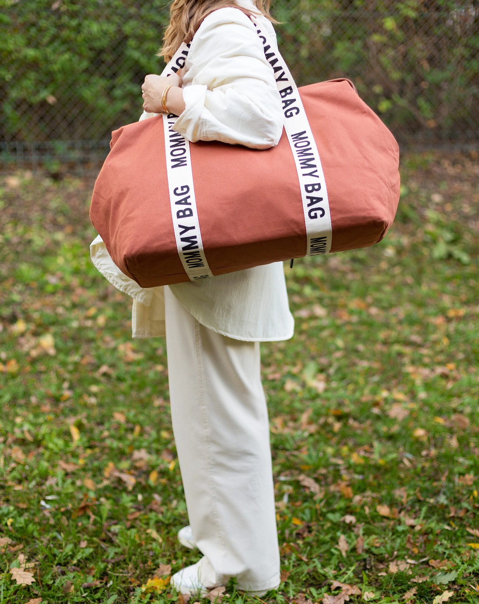 Canvas-Wickeltasche MOMMY BAG SIG (55x35x40) in terracotta