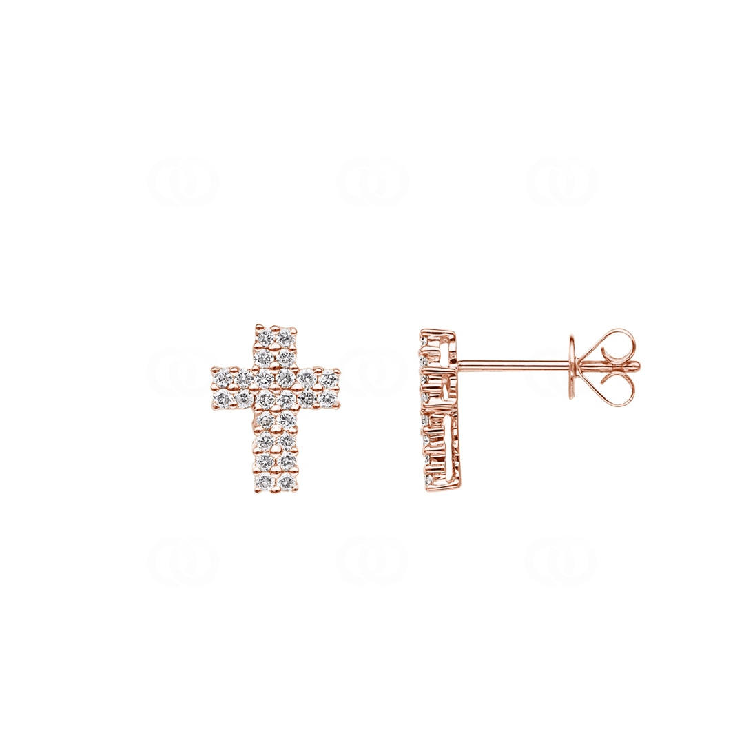 Ohrstecker 750/18 K Roségold Kreuz mit Diamanten 0.31 ct H/si