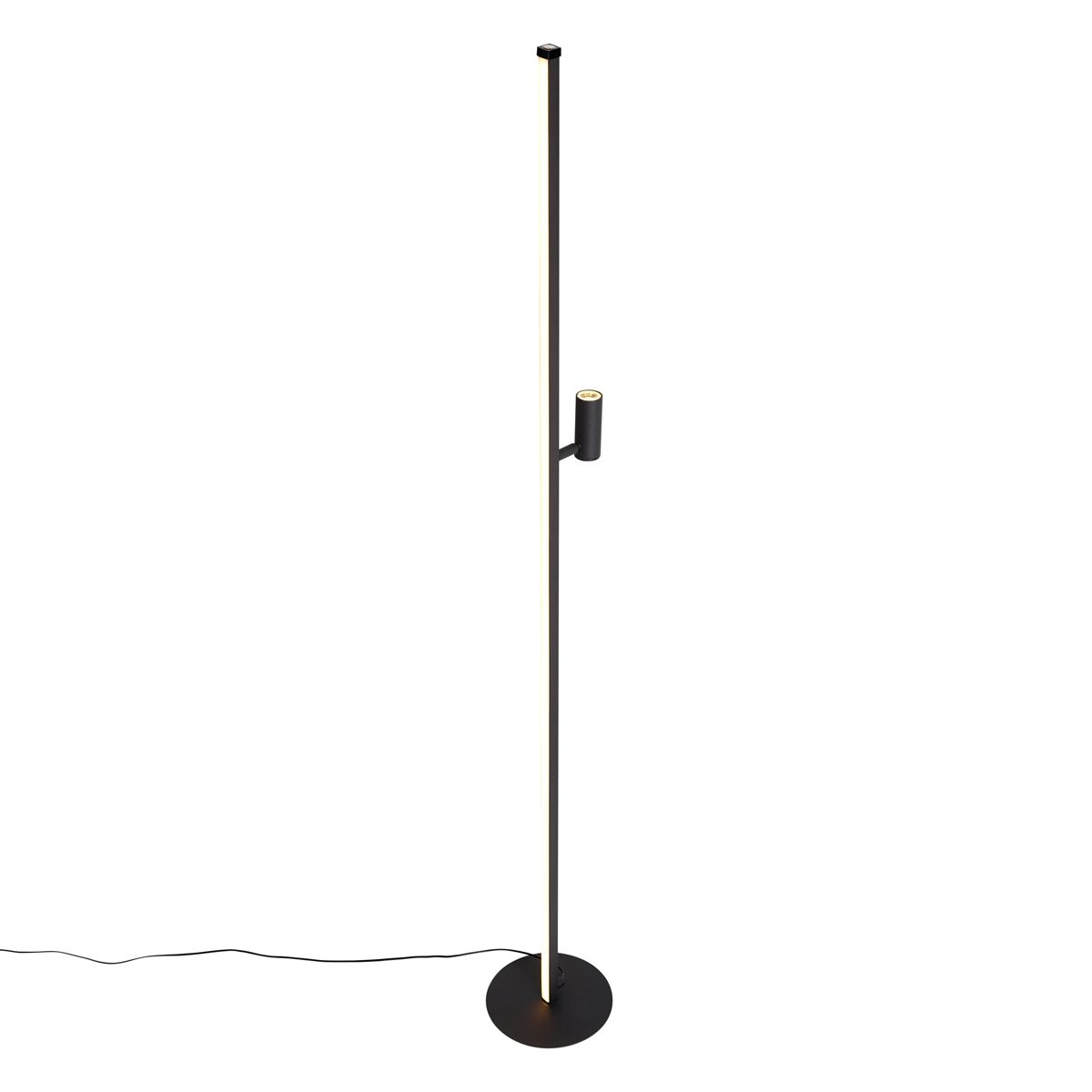 Design vloerlamp zwart met leeslamp incl. LED met touch dimmer - Throttle