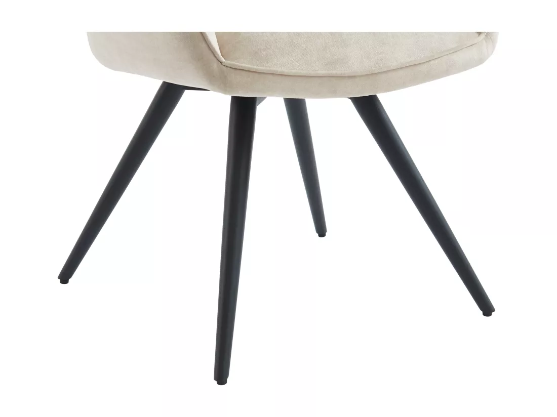 Lot de 6 chaises pivotantes avec accoudoirs en tissu et métal noir - Beige - GULSUN de Maison Céphy
