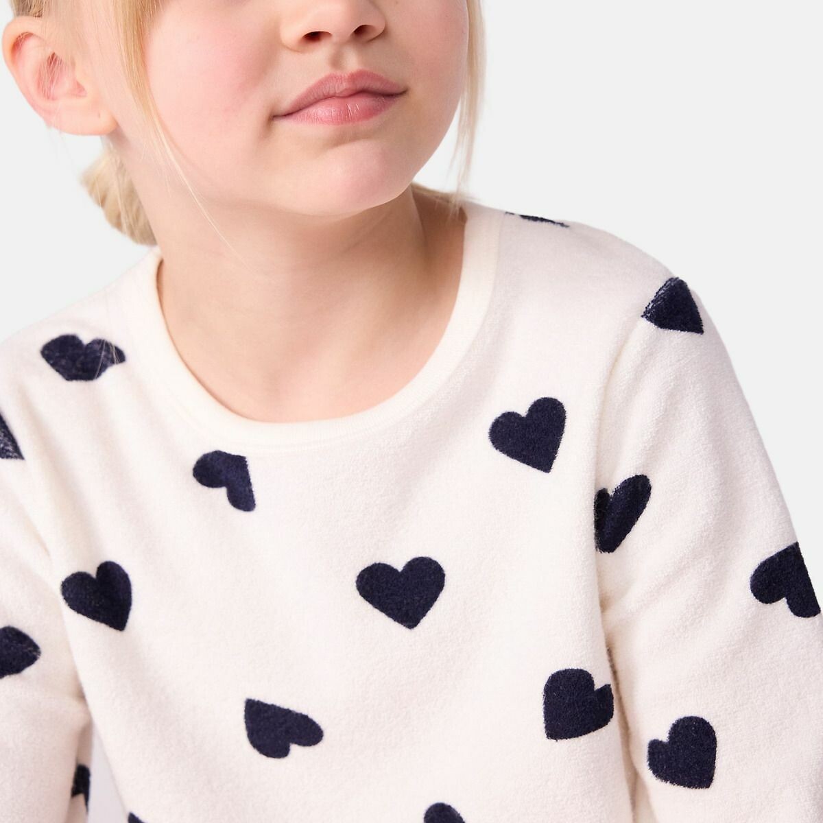 PETIT BATEAU<br>Pijama infantil de algodão felpudo com estampa de coração